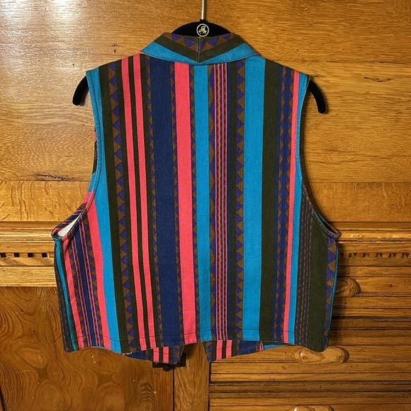 Napa Valley Vintage Multicolor Aztec Denim Vest - Picture 2 of 8